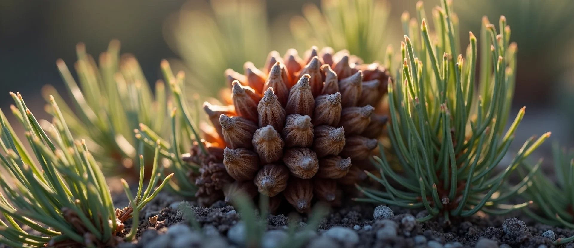 Symbolizing Seed/New Beginning: A local Rabbitbrush opening pine cone. - AI Generated