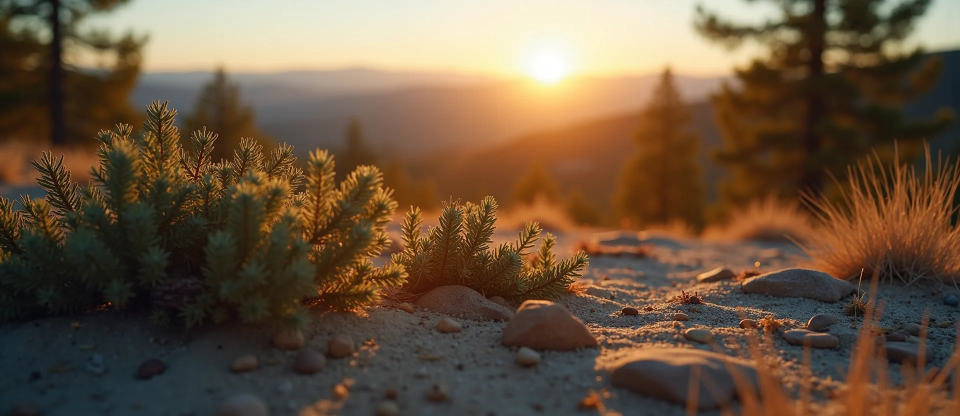 Symbolizing Stability/Peak: A local Mountain Mahogany distant Sierra horizon. - AI Generated