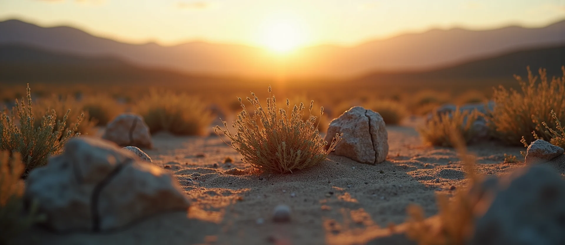Symbolizing Stability/Peak: A local Bitterbrush distant Sierra horizon. - AI Generated