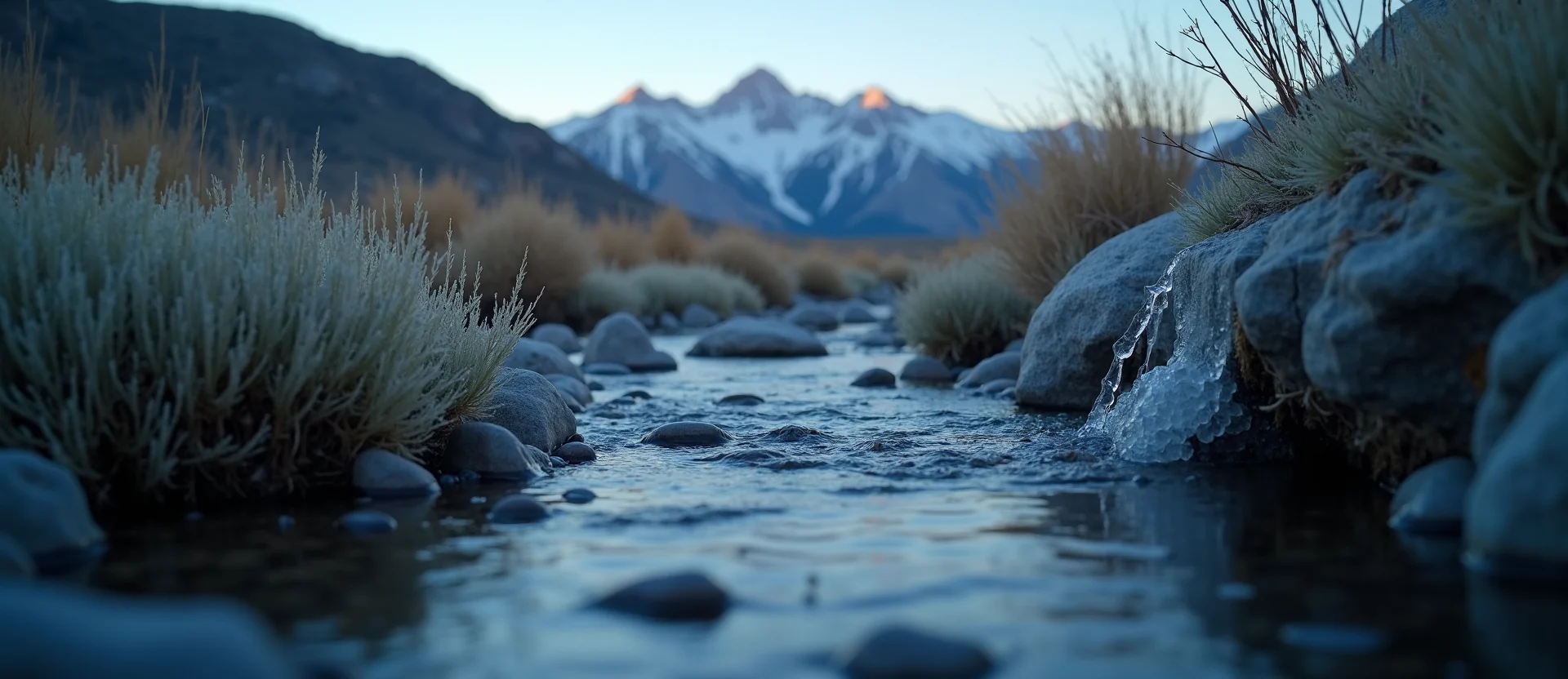 Symbolizing Flow/Cleansing: A local Rabbitbrush clear cold snowmelt stream. - AI Generated