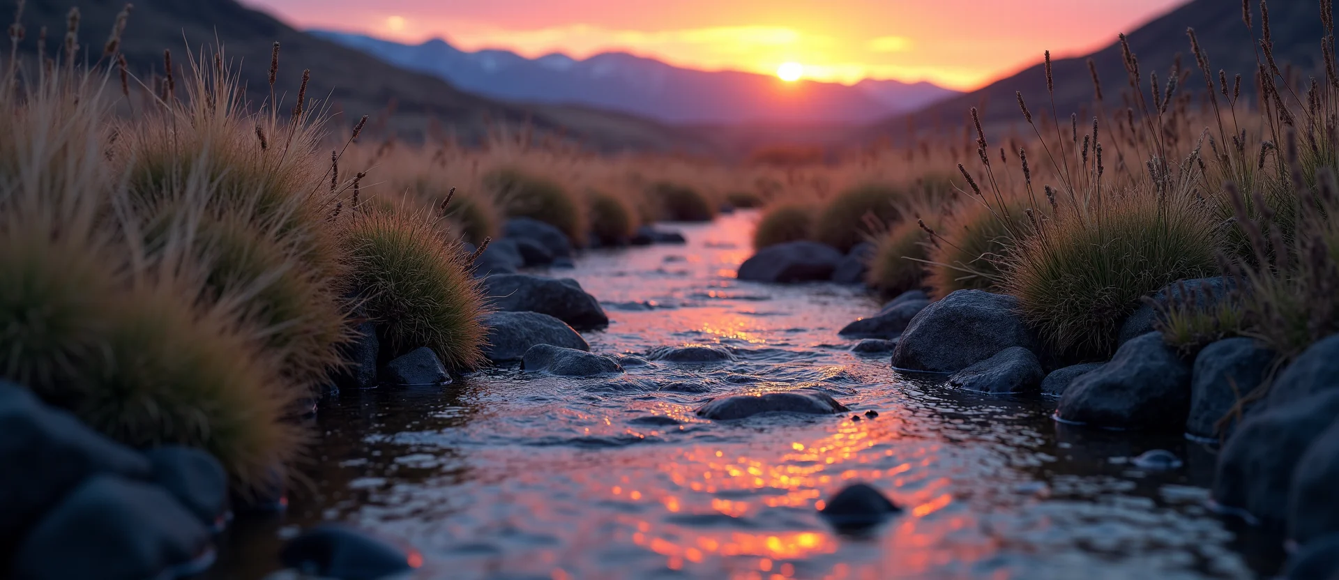 Symbolizing Flow/Cleansing: A local Rabbitbrush babbling mountain creek. - AI Generated