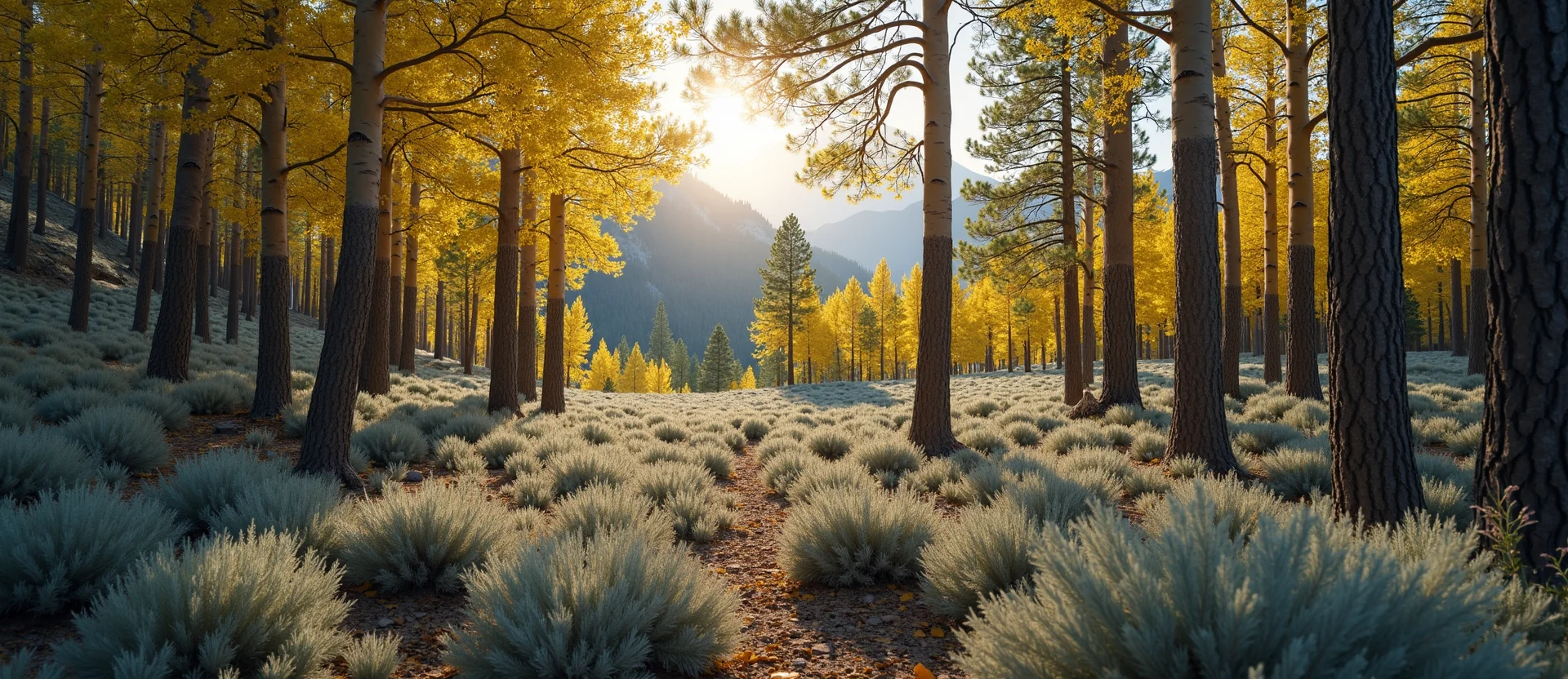 Symbolizing Growth/Resilience: A local Sierra Juniper thriving aspen grove. - AI Generated