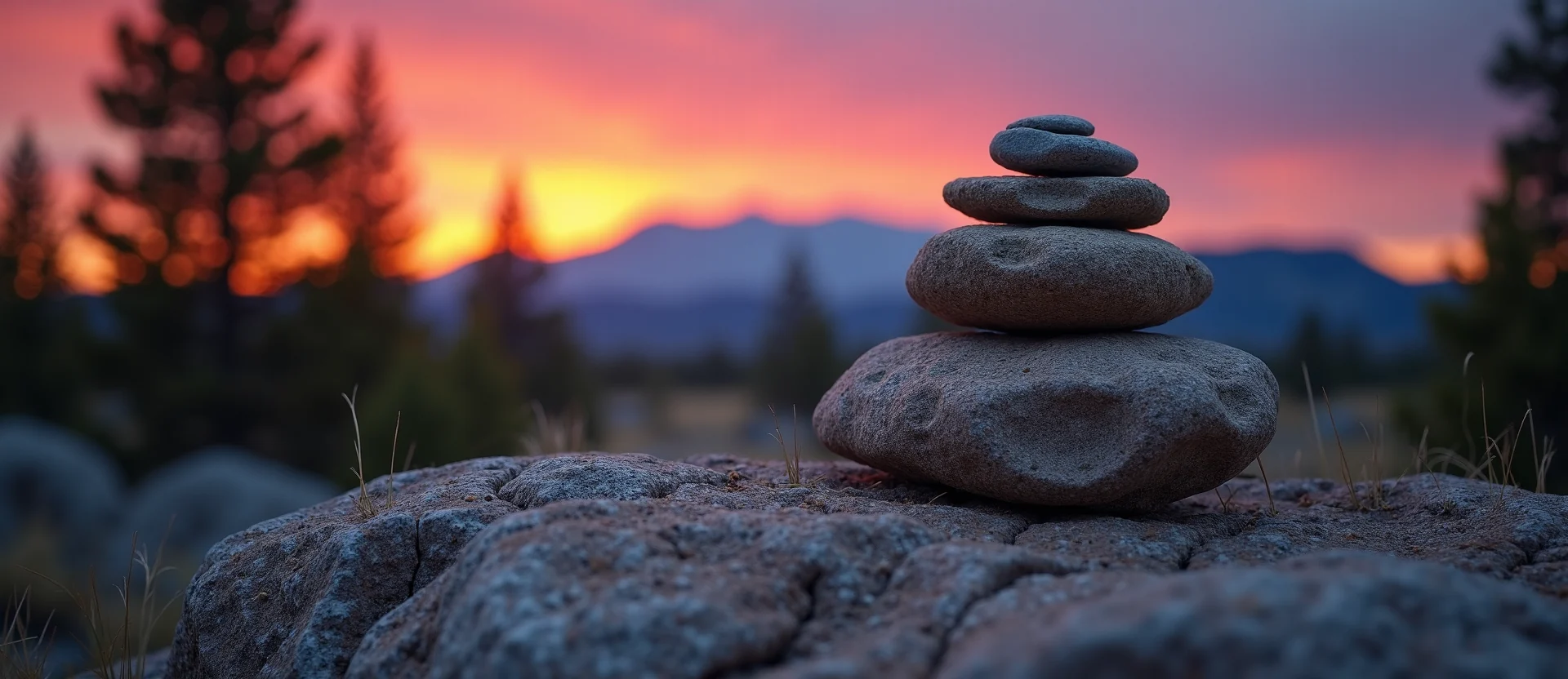Symbolizing Stability/Peak: A local Ponderosa Pine ancient rock cairn. - AI Generated