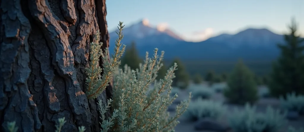 Symbolizing Growth/Resilience: A local Sagebrush (Artemisia tridentata) sturdy weathered tree trunk. - AI Generated