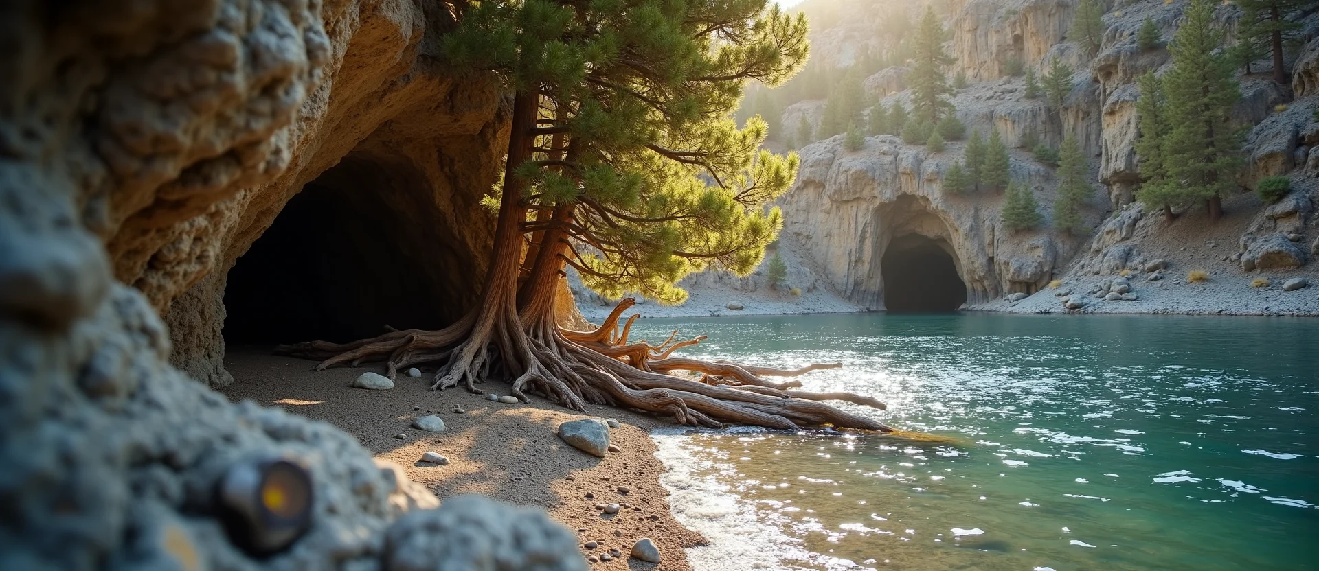 Symbolizing Growth/Resilience: A local Sierra Juniper tree growing out of a rock cleft. - AI Generated