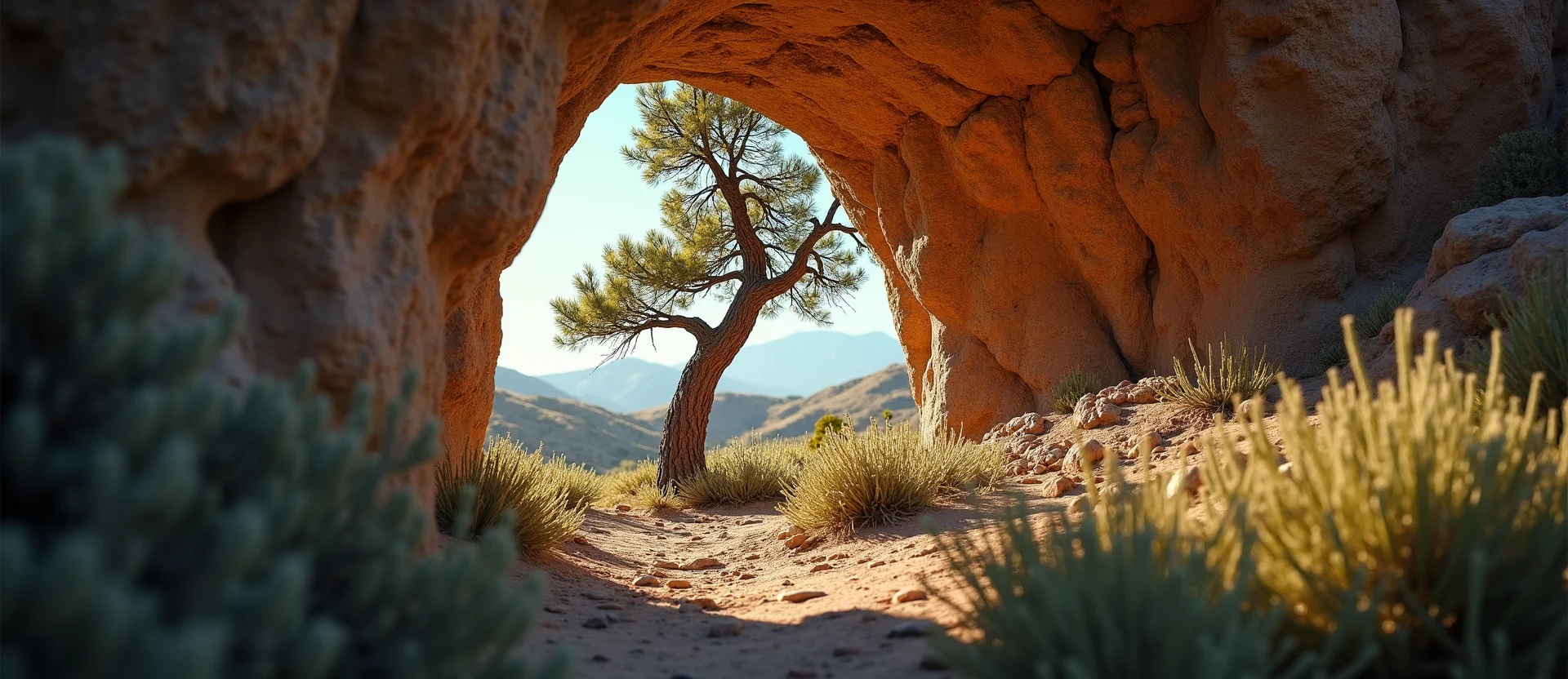 Symbolizing Growth/Resilience: A local Indian Paintbrush tree growing out of a rock cleft. - AI Generated