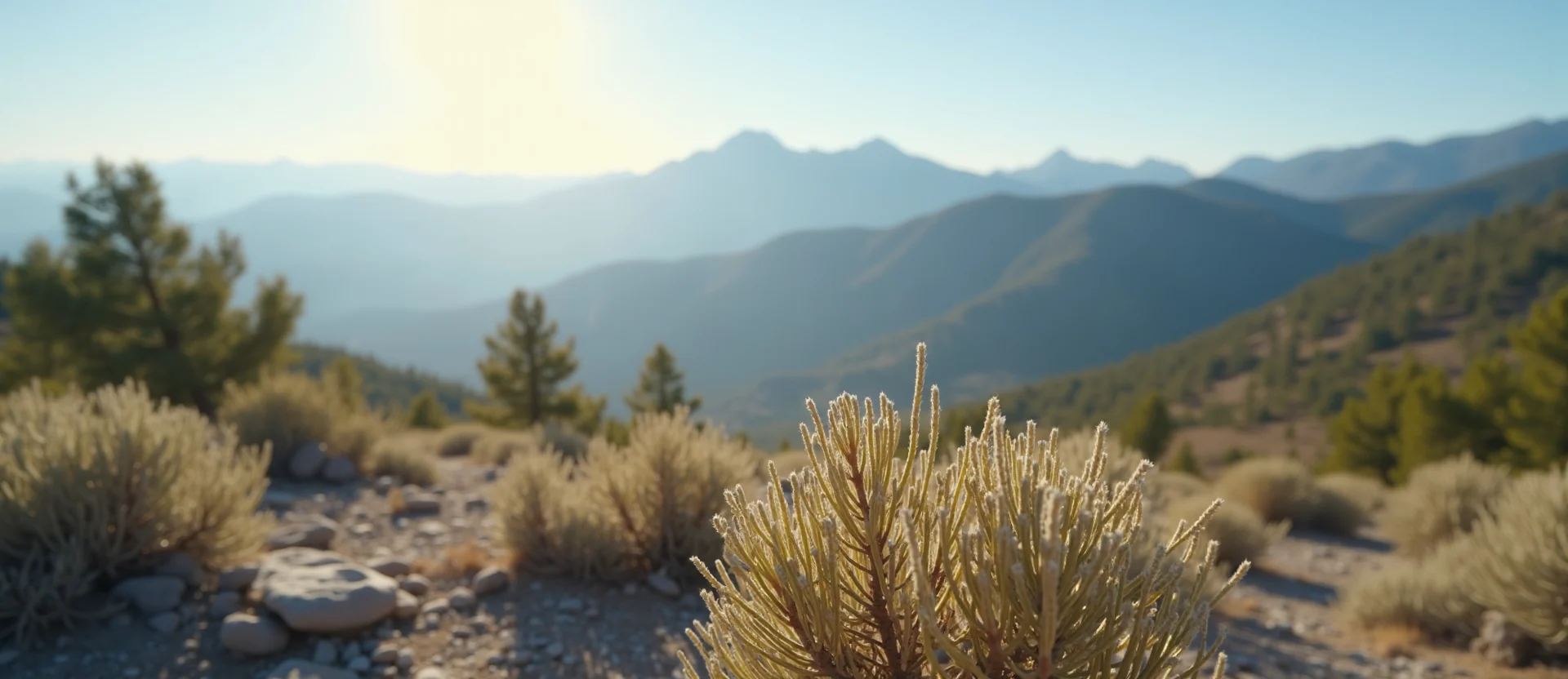 Symbolizing Identity/Local: A local Bitterbrush Sierra Nevada skyline. - AI Generated