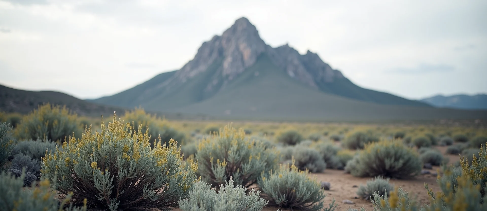 Symbolizing Stability/Peak: A local Sagebrush (Artemisia tridentata) jagged granite peak. - AI Generated