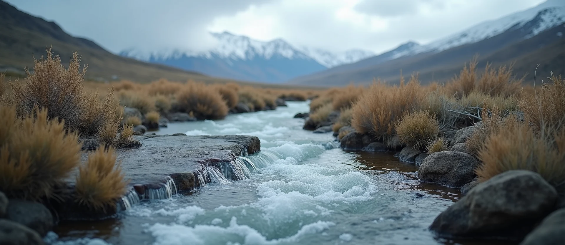 Symbolizing Flow/Cleansing: A local Bitterbrush clear cold snowmelt stream. - AI Generated