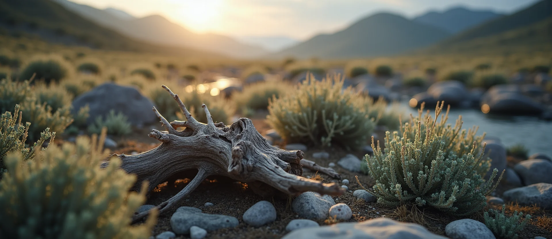 Symbolizing Growth/Resilience: A local Sagebrush (Artemisia tridentata) gnarled juniper roots. - AI Generated