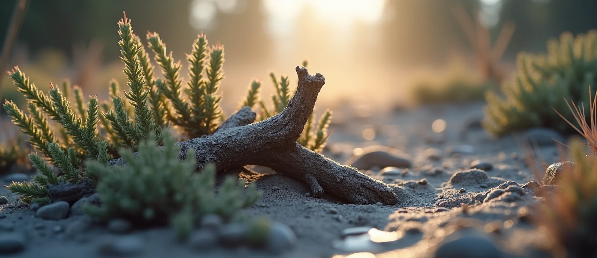 Symbolizing Growth/Resilience: A local Indian Paintbrush gnarled juniper roots. - AI Generated