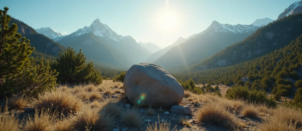 Symbolizing Stability/Peak: A local Mountain Mahogany unshakable boulder. - AI Generated