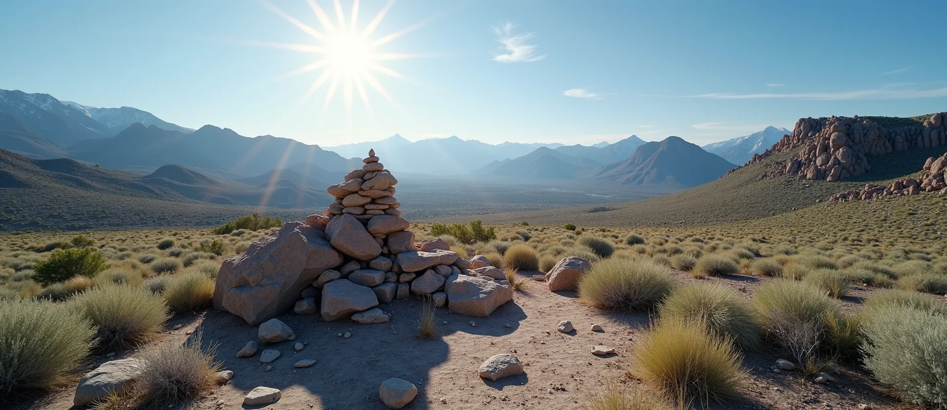 Symbolizing Stability/Peak: A local Mountain Mahogany ancient rock cairn. - AI Generated