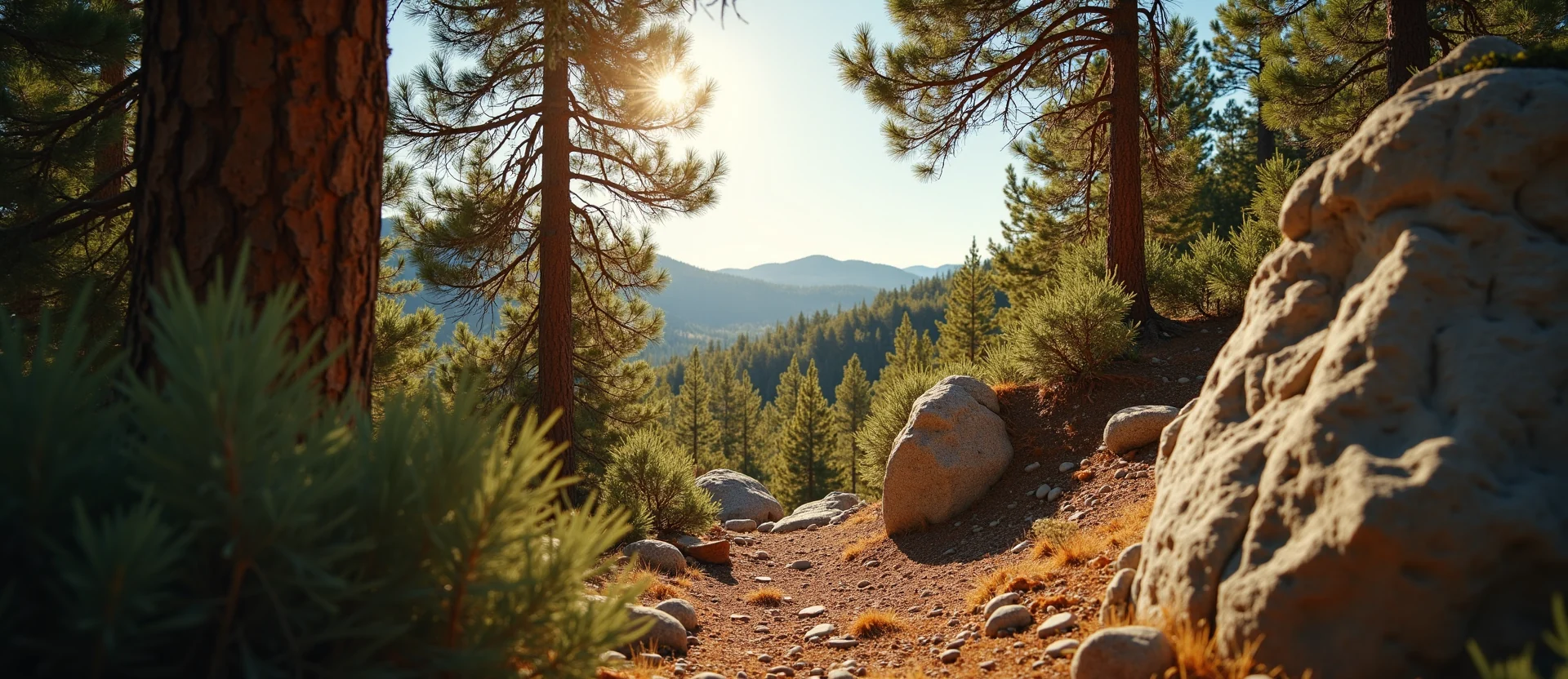 Symbolizing Stability/Peak: A local Manzanita distant Sierra horizon. - AI Generated