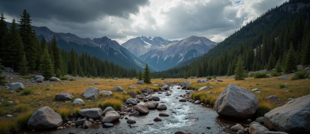 Symbolizing Flow/Cleansing: A local Ponderosa Pine babbling mountain creek. - AI Generated