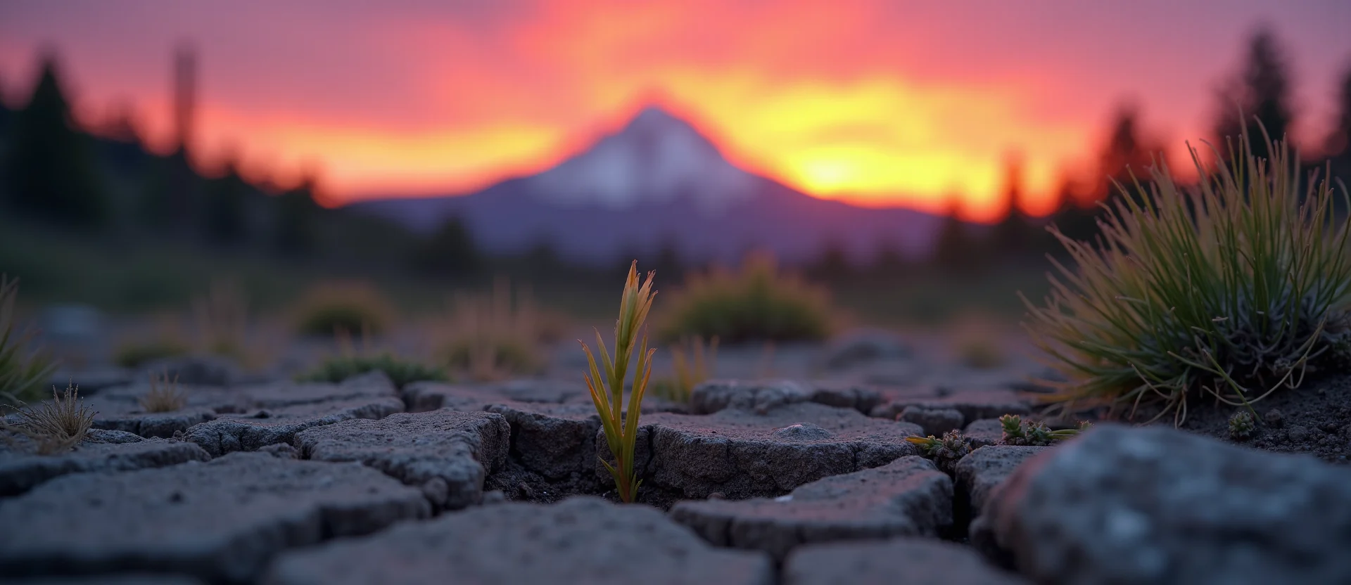 Symbolizing Seed/New Beginning: A local Indian Paintbrush shoot emerging from cracked soil. - AI Generated