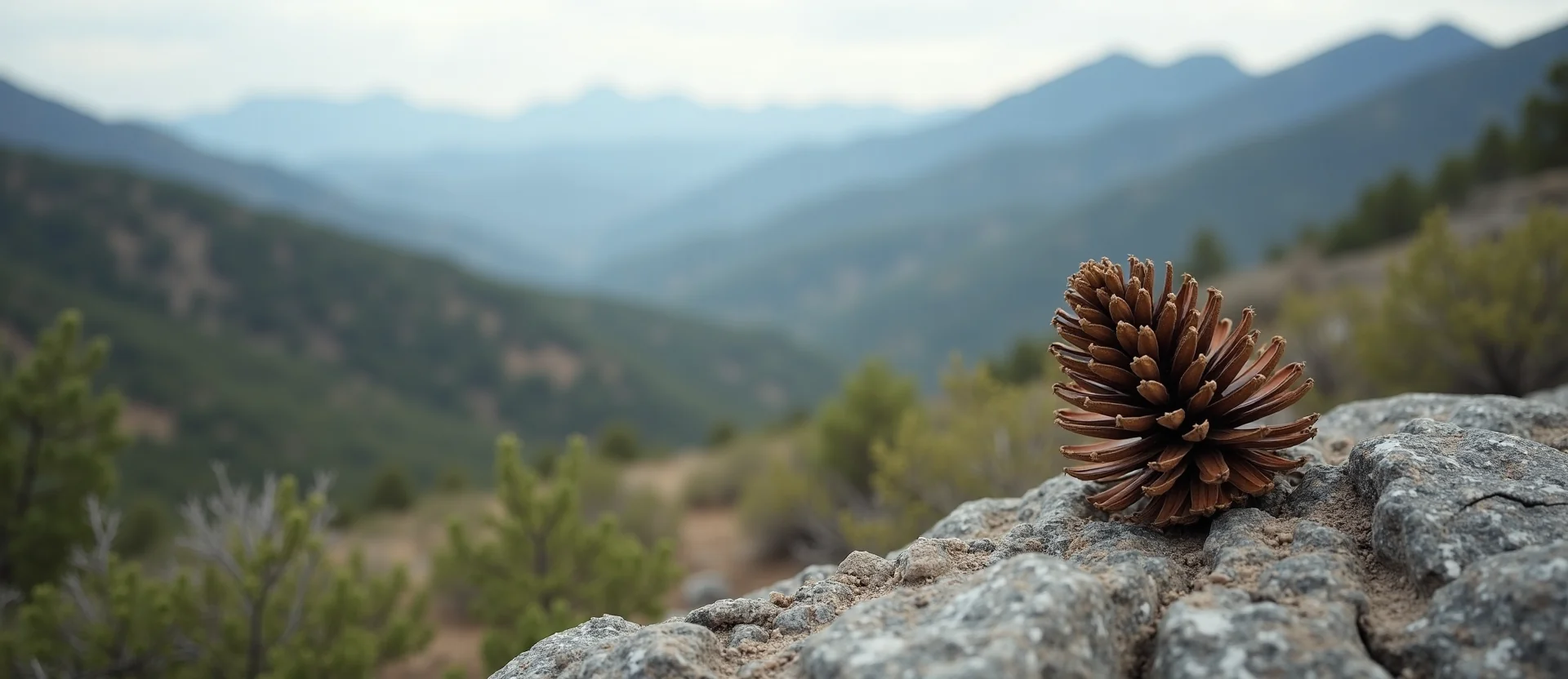 Symbolizing Seed/New Beginning: A local Manzanita opening pine cone. - AI Generated