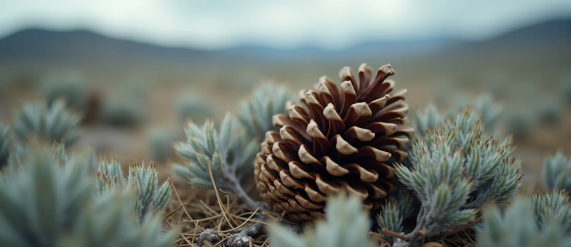 Symbolizing Seed/New Beginning: A local Bitterbrush opening pine cone. - AI Generated