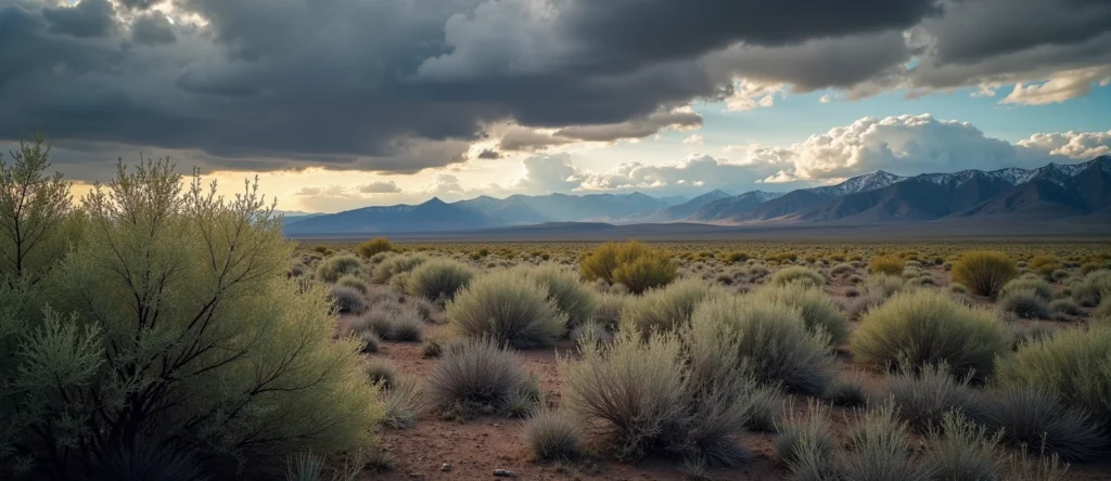 Symbolizing Identity/Local: A local Sagebrush (Artemisia tridentata) Sierra Nevada skyline. - AI Generated