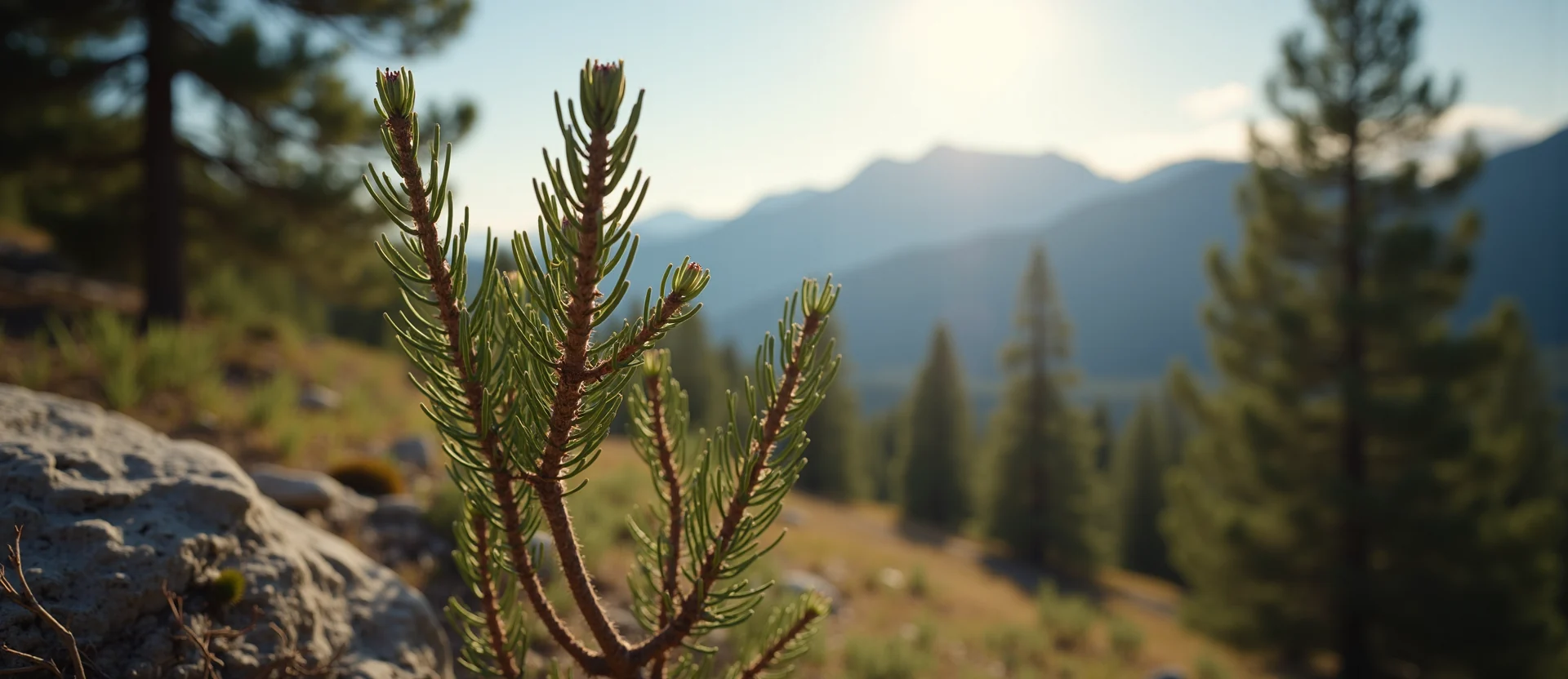 Symbolizing Growth/Resilience: A local Sierra Juniper new branch reaching for the sky. - AI Generated