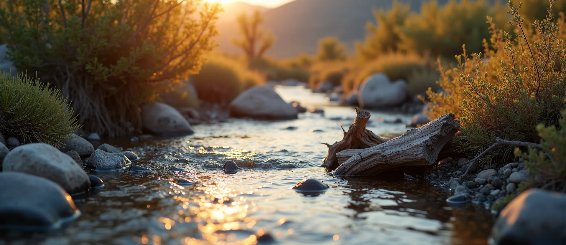 Symbolizing Flow/Cleansing: A local Sagebrush (Artemisia tridentata) babbling mountain creek. - AI Generated