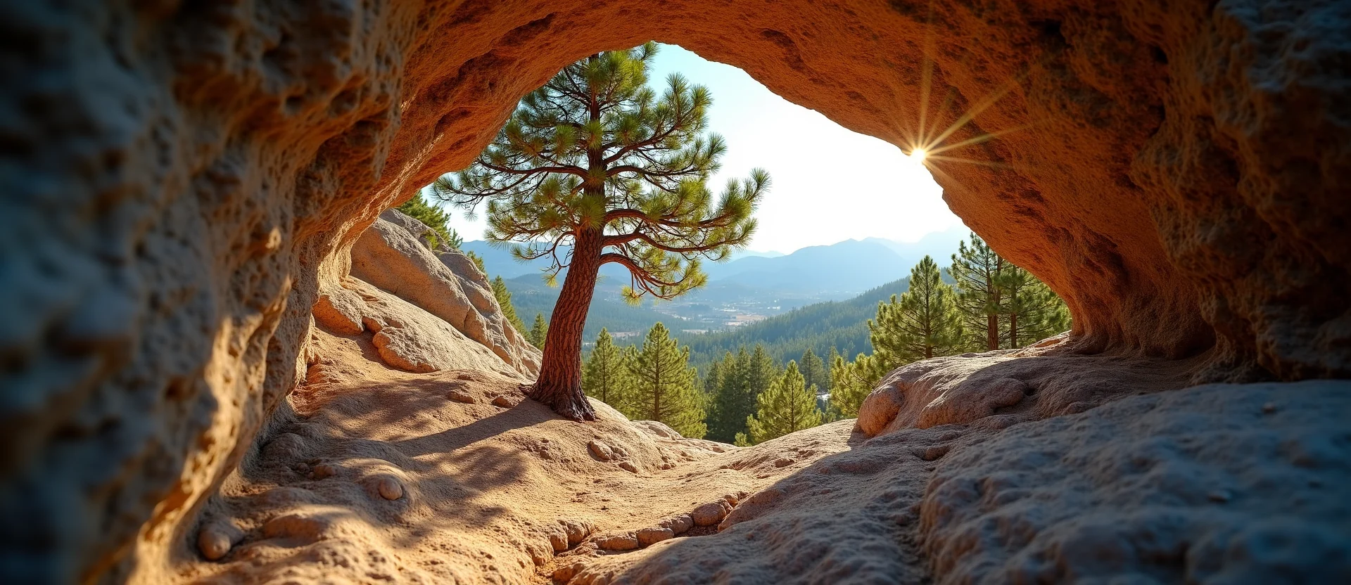 Symbolizing Growth/Resilience: A local Sierra Juniper tree growing out of a rock cleft. - AI Generated