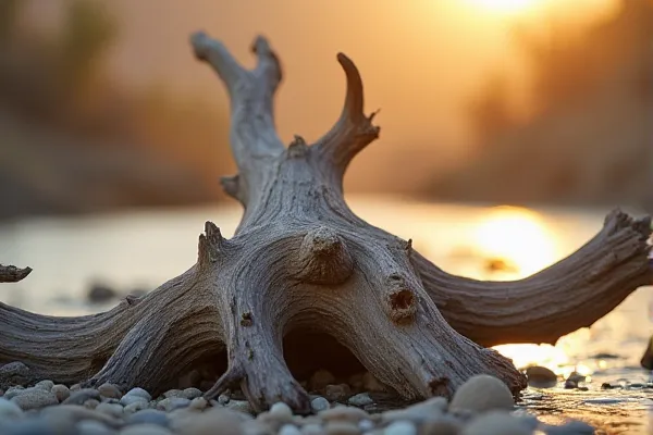 Extreme macro of sun-bleached driftwood on the Carson River banks representing high desert resilience.