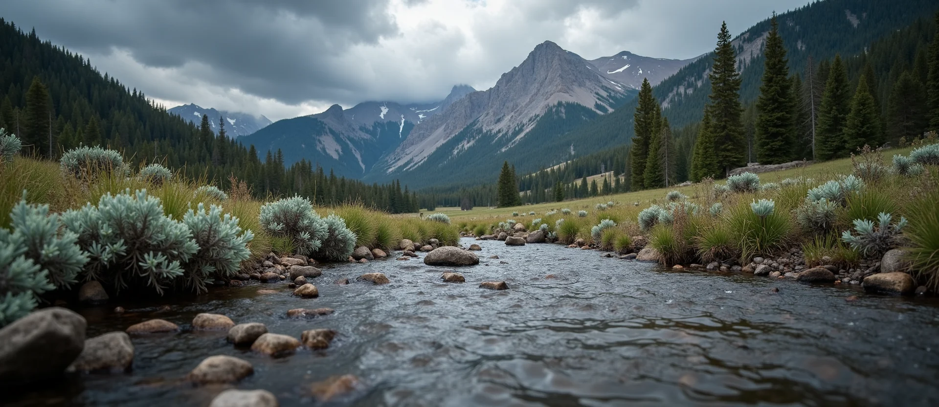 Symbolizing Flow/Cleansing: A local Ponderosa Pine clear cold snowmelt stream. - AI Generated
