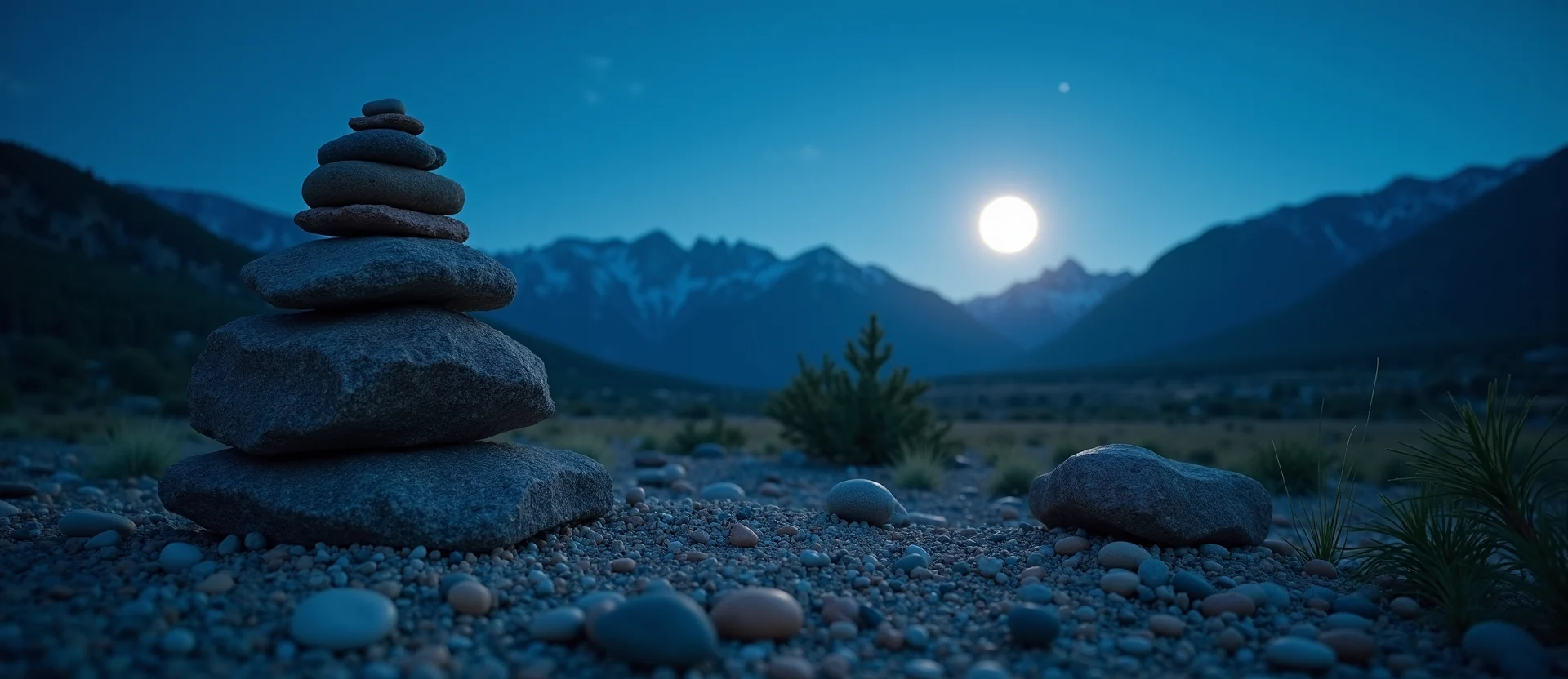 Symbolizing Stability/Peak: A local Manzanita ancient rock cairn. - AI Generated
