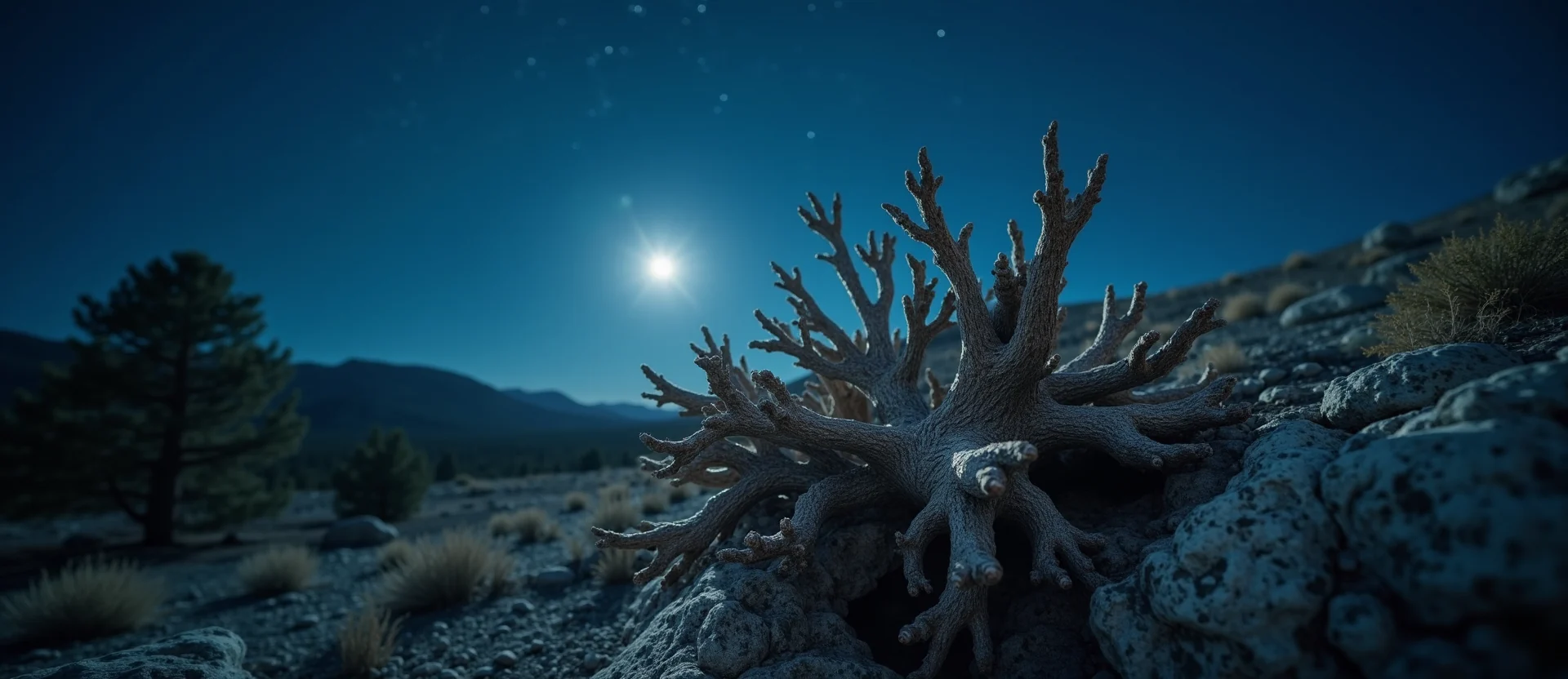 Symbolizing Growth/Resilience: A local Sierra Juniper gnarled juniper roots. - AI Generated