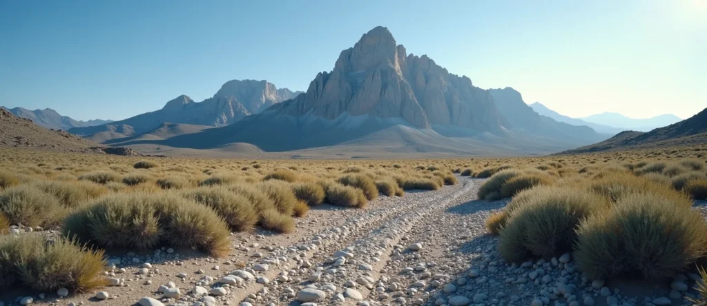 Symbolizing Stability/Peak: A local Bitterbrush jagged granite peak. - AI Generated