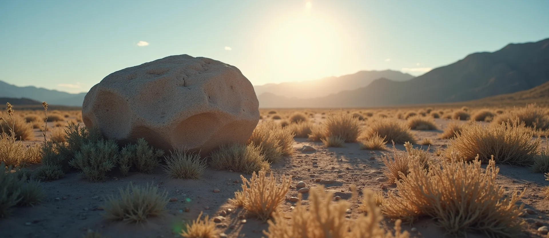 Symbolizing Stability/Peak: A local Bitterbrush unshakable boulder. - AI Generated