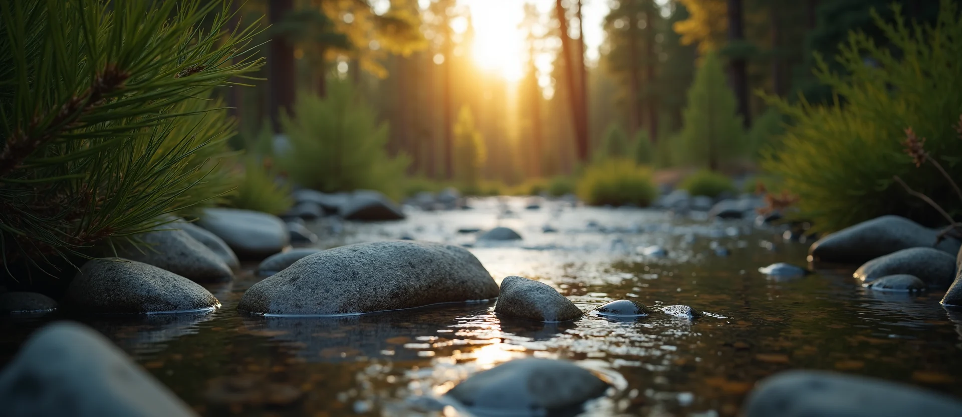 Symbolizing Flow/Cleansing: A local Quaking Aspen smooth Truckee river stones. - AI Generated