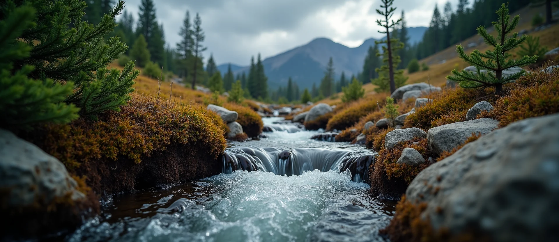 Symbolizing Flow/Cleansing: A local Mountain Mahogany hidden small waterfall. - AI Generated