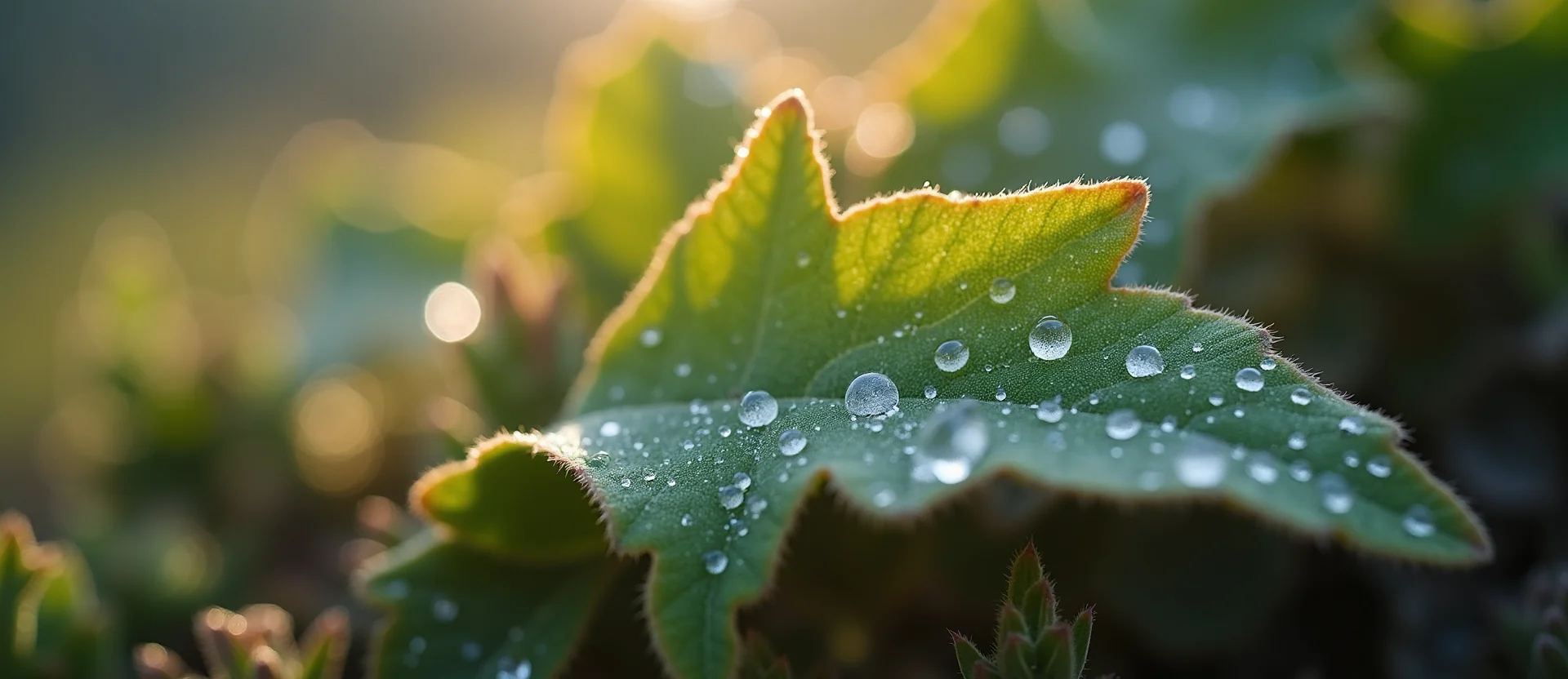 Symbolizing Flow/Cleansing: A local Indian Paintbrush raindrops on desert leaves. - AI Generated