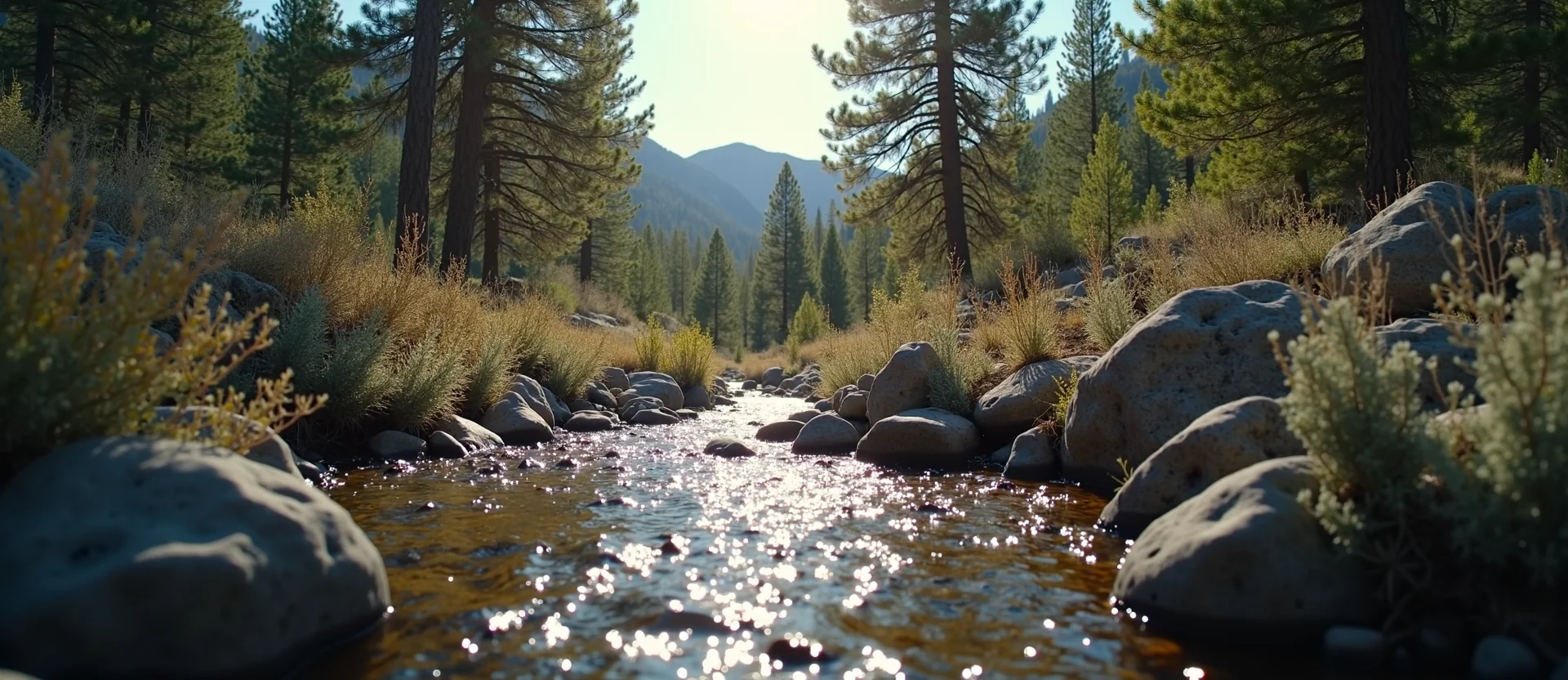 Symbolizing Flow/Cleansing: A local Quaking Aspen clear cold snowmelt stream. - AI Generated