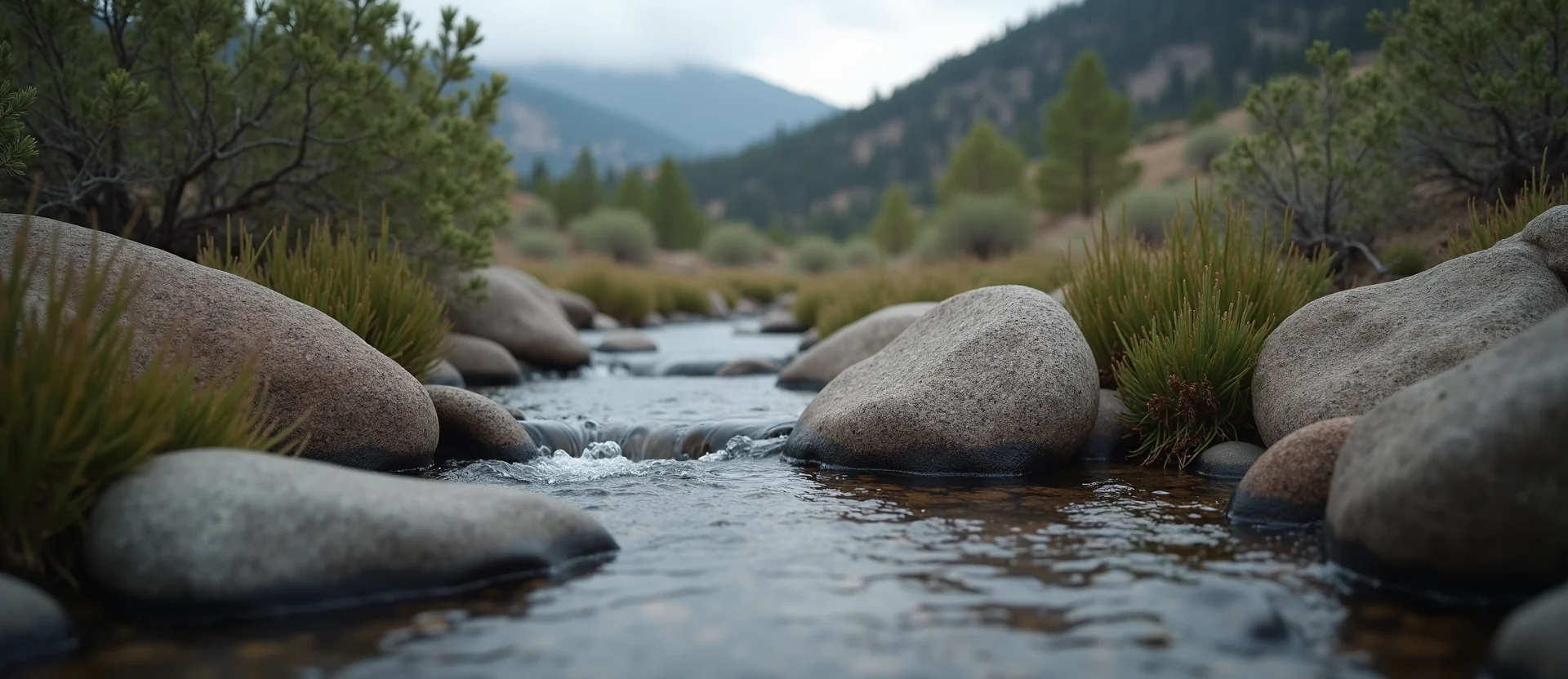 Symbolizing Flow/Cleansing: A local Quaking Aspen smooth Truckee river stones. - AI Generated