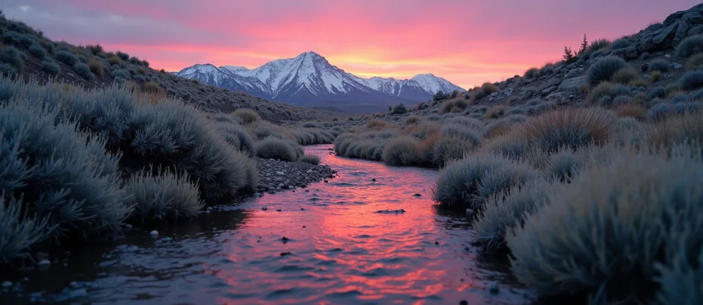 Symbolizing Flow/Cleansing: A local Rabbitbrush clear cold snowmelt stream. - AI Generated