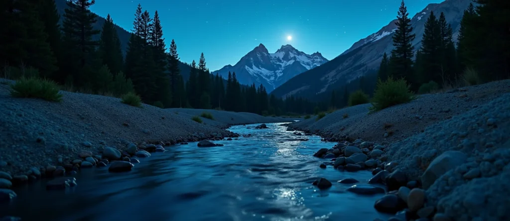 Symbolizing Flow/Cleansing: A local Ponderosa Pine babbling mountain creek. - AI Generated
