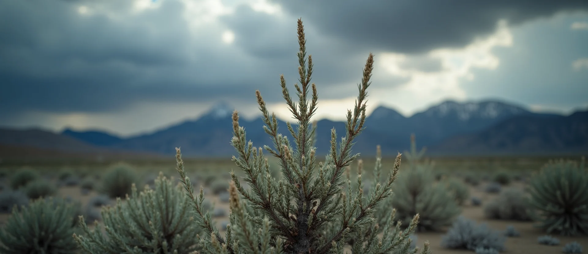 Symbolizing Growth/Resilience: A local Sagebrush (Artemisia tridentata) new branch reaching for the sky. - AI Generated