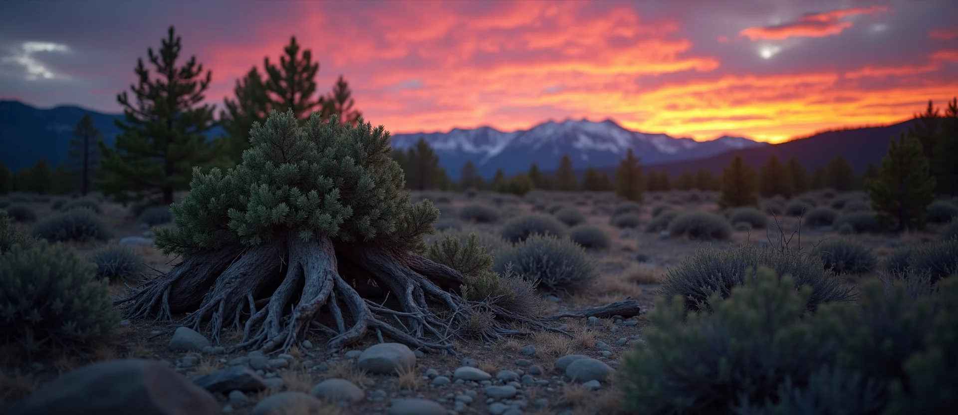 Symbolizing Growth/Resilience: A local Bitterbrush gnarled juniper roots. - AI Generated