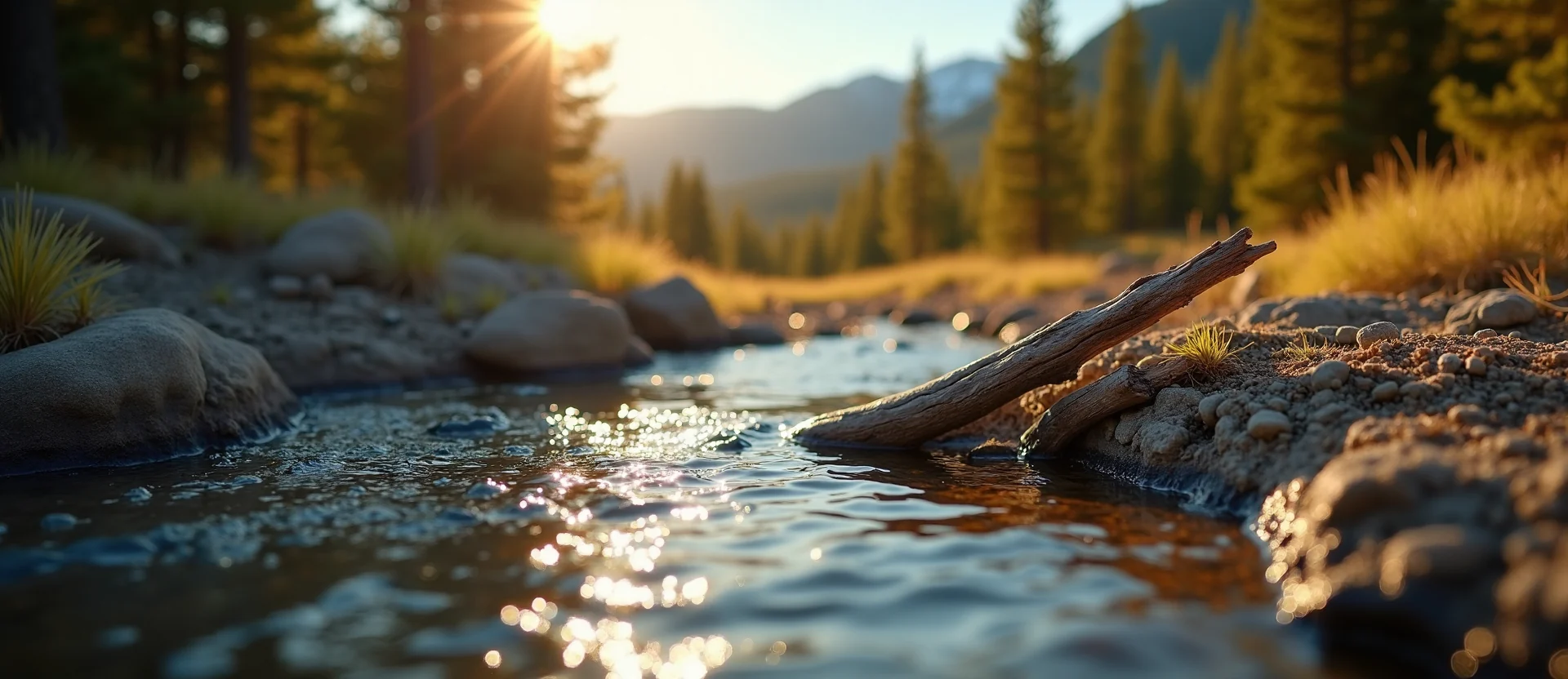 Symbolizing Flow/Cleansing: A local Ponderosa Pine clear cold snowmelt stream. - AI Generated