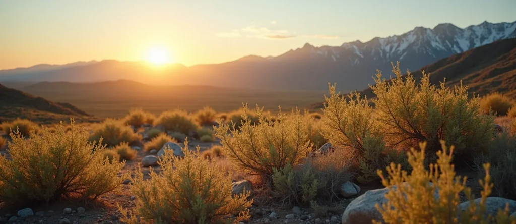 Symbolizing Identity/Local: A local Sagebrush (Artemisia tridentata) Sierra Nevada skyline. - AI Generated