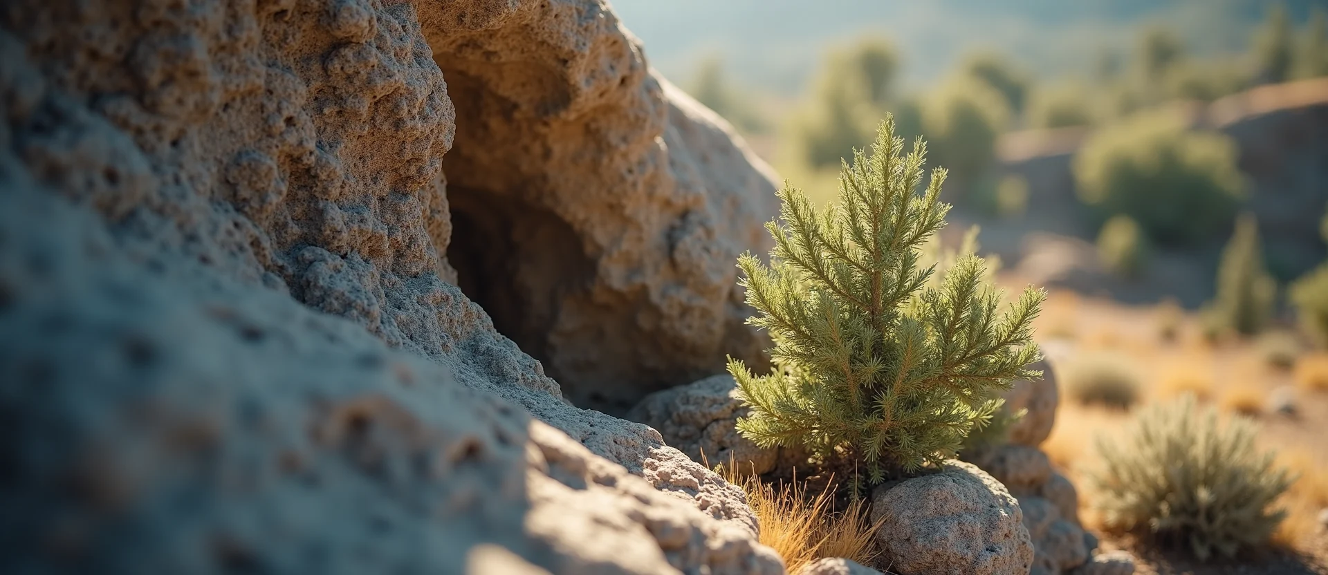 Symbolizing Growth/Resilience: A local Sagebrush (Artemisia tridentata) tree growing out of a rock cleft. - AI Generated