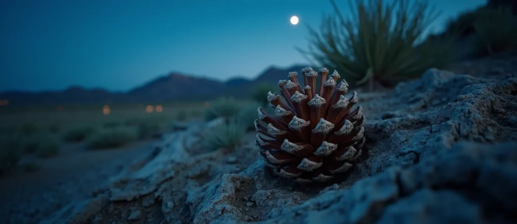 Symbolizing Seed/New Beginning: A local Sagebrush (Artemisia tridentata) opening pine cone. - AI Generated