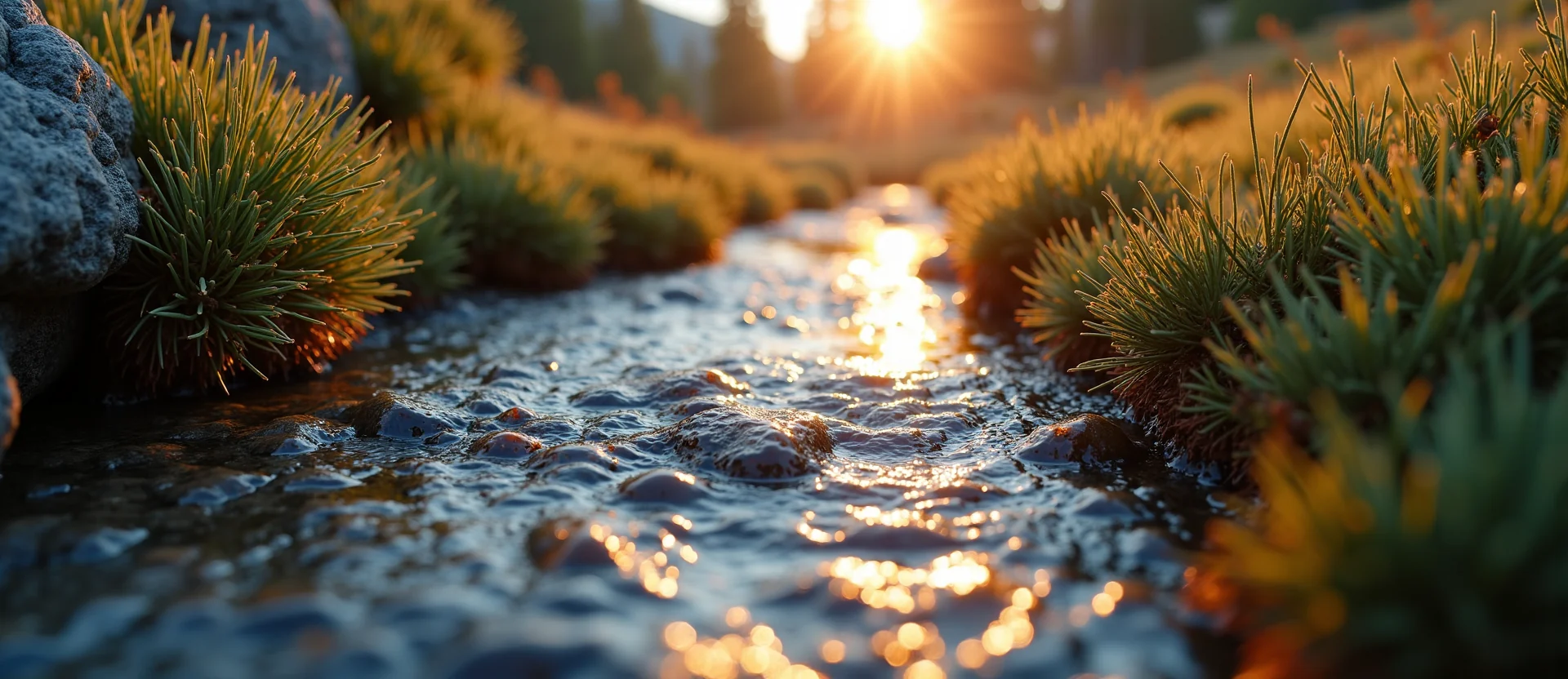 Symbolizing Flow/Cleansing: A local Mountain Mahogany clear cold snowmelt stream. - AI Generated