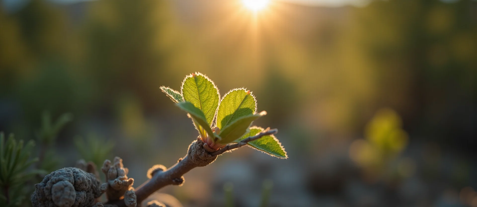 Symbolizing Seed/New Beginning: A local Sierra Juniper new green bud on a branch. - AI Generated