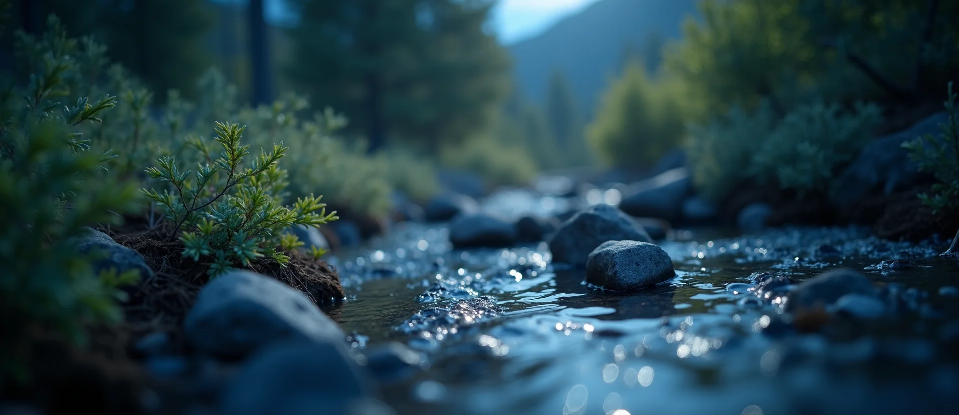 Symbolizing Flow/Cleansing: A local Manzanita clear cold snowmelt stream. - AI Generated