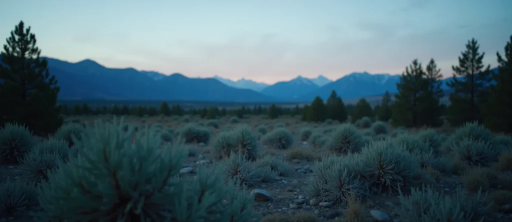 Symbolizing Stability/Peak: A local Sagebrush (Artemisia tridentata) distant Sierra horizon. - AI Generated