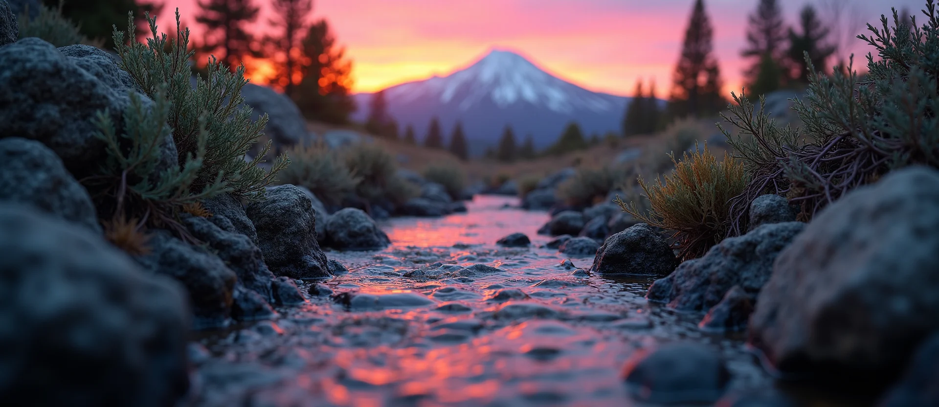 Symbolizing Flow/Cleansing: A local Sierra Juniper babbling mountain creek. - AI Generated